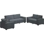 vidaXL Ensemble de canapés 3 pièces avec coussins gris foncé velours
