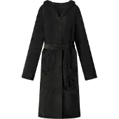 vidaXL Peignoir avec capuche Noir l Flanelle