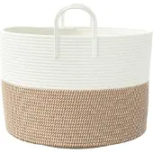 vidaXL Panier de rangement marron et blanc Ø51x33 cm coton