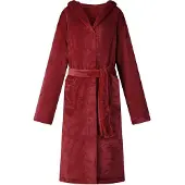 vidaXL Peignoir Avec Capuche Rouge Bordeaux Xxxl Flanelle