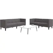 vidaXL Ensemble de canapé Chesterfield 2 pièces Gris Similicuir