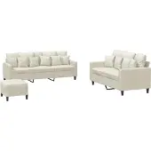 vidaXL Ensemble de canapés 3 pièces avec coussins Crème Velours