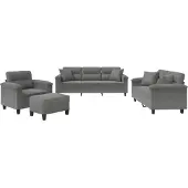 vidaXL Ensemble de canapés 4 pièces avec coussins gris foncé Tissu microfibre