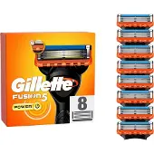Gillette Fusion 5 Power, lames de rasoir pour hommes, pack de 8 lames originales, couleur orange