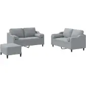 vidaXL Ensemble de canapés 3 pièces avec coussins Tissu gris clair