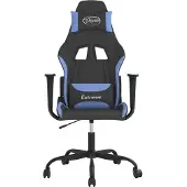 vidaXL Chaise de jeu avec fonction de massage Noir et bleu Tissu