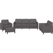 vidaXL Ensemble de canapés 4 pièces avec coussins Gris Similicuir