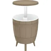 vidaXL Table 3 en 1 avec seau à glace Marron clair Polypropylène