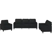 vidaXL Ensemble de canapés 3 pièces avec coussins Noir Similicuir