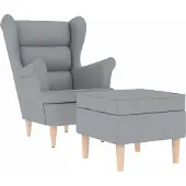 vidaXL Fauteuil avec repose-pied Gris clair Tissu