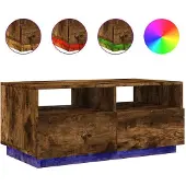 vidaXL Table basse avec lampes LED chêne fumé 90x49x40 cm