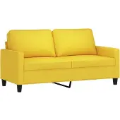 vidaXL Ensemble de canapés 3 pièces avec coussins Tissu jaune clair
