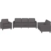 vidaXL Ensemble de canapés 3 pièces avec coussins Gris Similicuir