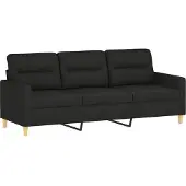 vidaXL Ensemble de canapés 3 pièces avec coussins Tissu noir