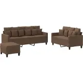 vidaXL Ensemble de canapés 3 pièces avec coussins Tissu brun