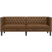 vidaXL Canapé à 3 places Chesterfield marron similicuir daim