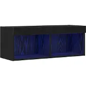 vidaXL Ensemble meuble TV avec éclairage LED, aspect chêne noir, 80 x 30 x 30 cm