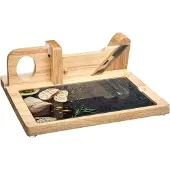 Secret De Gourmet Trancheuse à charcuterie en bois avec avec planche intégrée - 28,5 x 26 x 10 cm