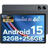 Doogee Tab G6 Plus Tablette Android 15, 11 pouces 2025, emplacement pour carte SIM, IA, FHD+, 32 Go RAM + 256 Go ROM, 8000 mAh, octa‑core T7280, Widevine L1, 5G, Wi‑Fi, Bluetooth 5.0, GPS - Gris