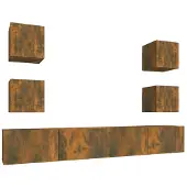 Syfax Ensemble de meubles TV 6 pcs Chêne fumé Bois d'ingénierie