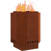 vidaXL Brasero sans fumée Marron 38 x 38 x 51 cm Acier résistant aux intempéries