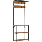vidaXL Porte-manteau et rangement des chaussures bois de manguier fer