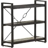 vidaXL Bibliothèque à 3 niveaux Noir 90x30x80 cm Bois de manguier