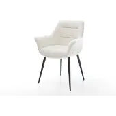 DELIFE Chaise-de-salle-à-manger Kaira-Flex bouclé doux beige 4 pieds coniques noir