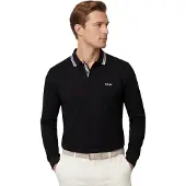 BOSS Plisy 10266738 Green Long Sleeve Polo Noir L Homme