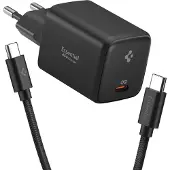 Spigen Chargeur mural Essential 45W EE451EU, noir (45 W, 1 portion), Chargeur USB, Noir