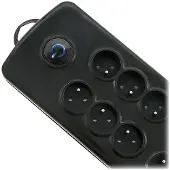 Qoltec Multiprise de protection contre les surtensions | 8 prises | 2,5 m | Noir