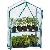Relaxdays Serre de balcon , lot de 1, film PVC, acier, H x l x P : 95 x 59 x 39 cm, serre à tomates à 2 étages, vert/transparent