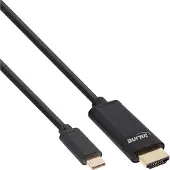 InLine 64112 Câble USB Display, USB Typ-C mâle vers HDMI mâle (DP Alt Mode), 4K2K, noir, 2m