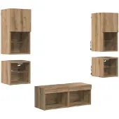 vidaXL : 8 supports muraux pour téléviseur, en bois stratifié imitation chêne artisanal