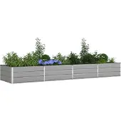 vidaXL Jardinière Gris Clair 195 X 100 X 45 Cm Acier Galvanisé