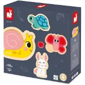 Janod Puzzle set 4 puzzles 2-3-4-5 pièces Jardin