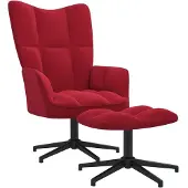 vidaXL Fauteuil relax avec pouf vin rouge velours