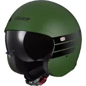 LS2 OF599 Spitfire II Retro Mat Vert Militaire Casque Jet Taille XL