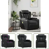 The Living Store Fauteuil de massage Noir Similicuir