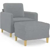 vidaXL Fauteuil avec pouf gris clair 60 cm Tissu