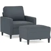 vidaXL Fauteuil avec pouf gris foncé 60 cm velours