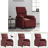 The Living Store Fauteuil relax électrique vin rouge similicuir