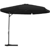 Syfax Parasol de jardin avec mât en acier 300 cm Noir