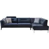 AEA Eck Garnitur Wohnzimmer Dunkelblau L-Form Stoffsofa Modern Design