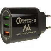 Macleans MCE479 Chargeur USB Quick Charge 3.0 3 ports 3A 2,1A Smartphone Tablet Powerbank Chargeur rapide Sûr Compact Voyage Maison