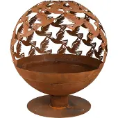 Esschert Design Coupe à feu Laser Oiseaux Brun rouille