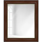 MendeFrames Miroir mural H017, finition noyer avec bordure dorée, dimensions 40x60 cm