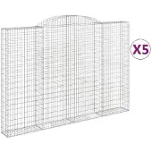 vidaXL Gabions avec arc surélevé 5 pcs. 300x30x200/220cm Fer galvanisé