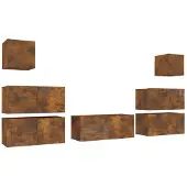 Syfax Ensemble de meubles TV 7 pcs Chêne fumé Bois d'ingénierie