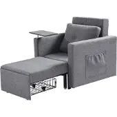 SucceBuy Canapé-lit et fauteuil avec poche latérale, coussin, dossier réglable